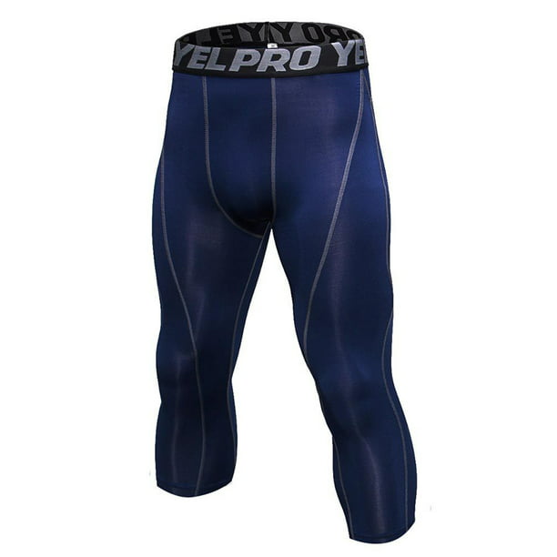Mens Compression 3//4 Length Pants Base Layer Bottoms Gym Sports Running Leggings